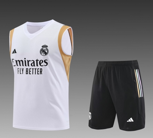 2023/24 Real Madrid White Thailand Tracksuit Vest Uniform-PO