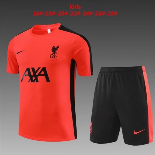 Kids 2023/24 Liverpool Red Shorts-Sleeve Kids/Youth Soccer Tracksuit Uniform-801