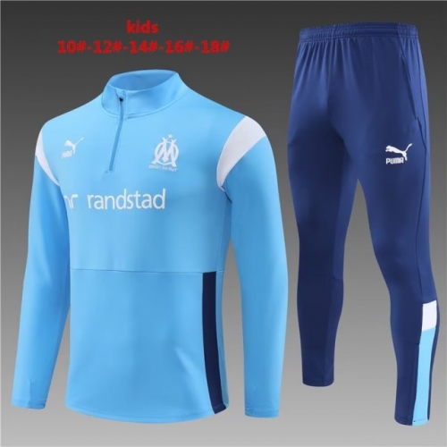 2023/24 Olympique Marseille Blue & White Kids/Youth Jacket Uniform-801