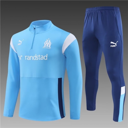 2023/24 Olympique Marseille Royal Blue Thailand Soccer Tracksuit Uniform-801