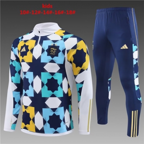 Kids 2023/24 Algeria Black & Blue Kids/Youth Soccer Tracksuit Uniform-801