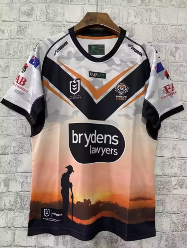 2023 West Tiger Black & Orange Thailand Rugby Shirts-805