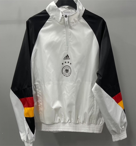 2023-24 Germany White & Black Windbreaker Hoodies Top-LH