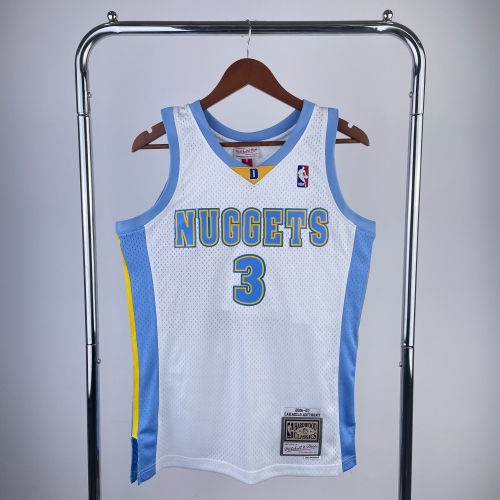 MN Hot Press 03-04 Retro Denver Nuggets White NBA #3 Jersey-311