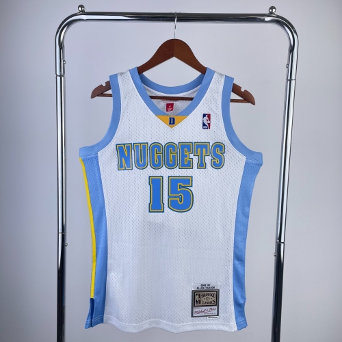 MN Hot Press 03-04 Retro Denver Nuggets White NBA #15 Jersey-311