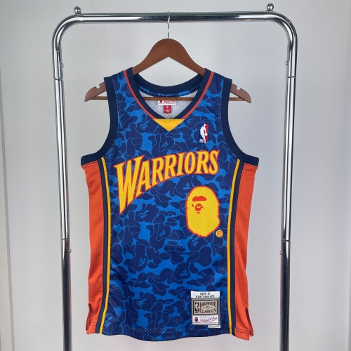 BAPE×M&N Jonited Version Golden State Warriors NBA Blue #93 Jersey-311