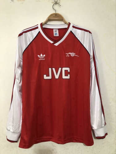 1989-90 Retro Version Arsenal Home Red LS Thailand Soccer Jersey AAA-2011