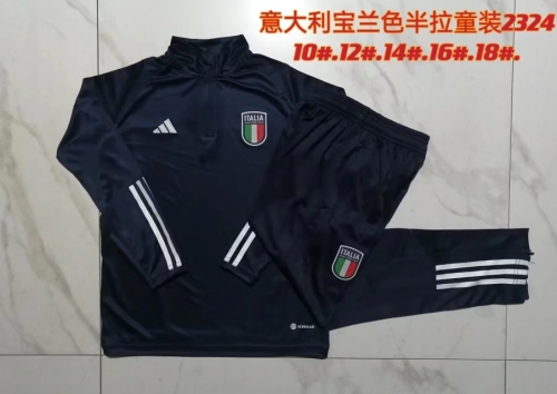 2023/24  Italy Royal Blue Kids/Youth Soccer Tracksuit Uniform-815