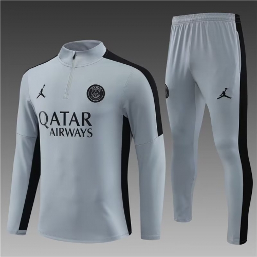 2023/24 Paris SG Gray Thailand Soccer Tracksuit Uniform-801