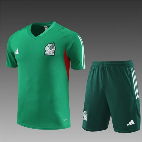 2023/24 Mexico Green Shorts-Sleeve Thailand Soccer Tracksuit Unifrom-801