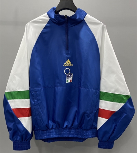 2023/24 Italy Blue Thailand Soccer Windbreaker With Hat-LH