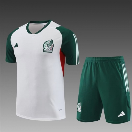 2023/24 Mexico White Shorts-Sleeve Thailand Soccer Tracksuit Unifrom-801