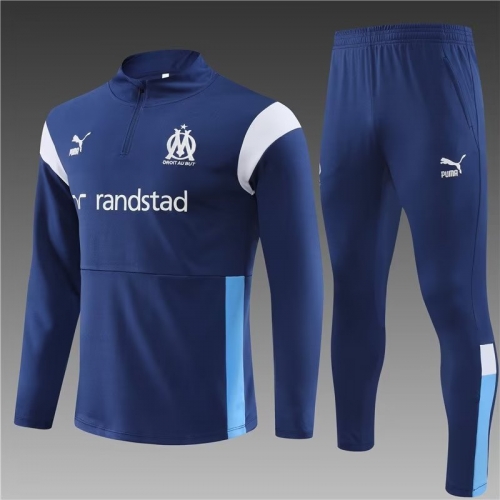 2023/24 Olympique Marseille Royal Blue Thailand Soccer Tracksuit Uniform-801