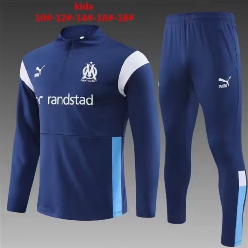 2023/24 Olympique Marseille Blue Kids/Youth Jacket Uniform-801