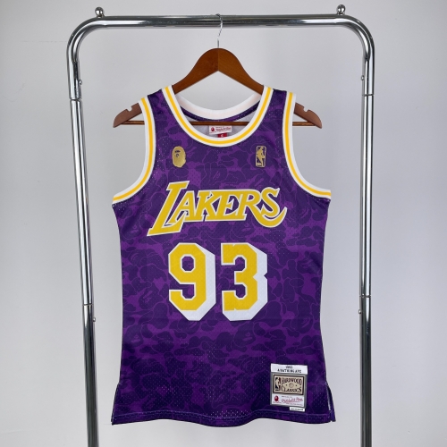 BAPE×M&N Jonited Version Los Angeles Lakets NBA Purple #93 Jersey-311