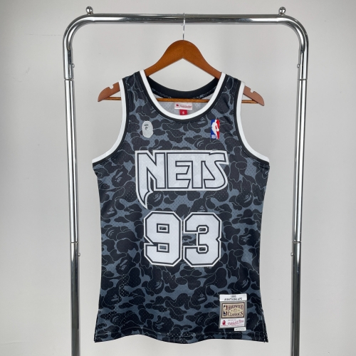 BAPE×M&N Jonited Version Brooklyn Nets NBA Black #93 Jersey-311