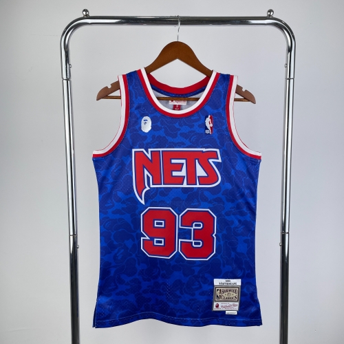 BAPE×M&N Jonited Version Brooklyn Nets NBA Blue #93 Jersey-311