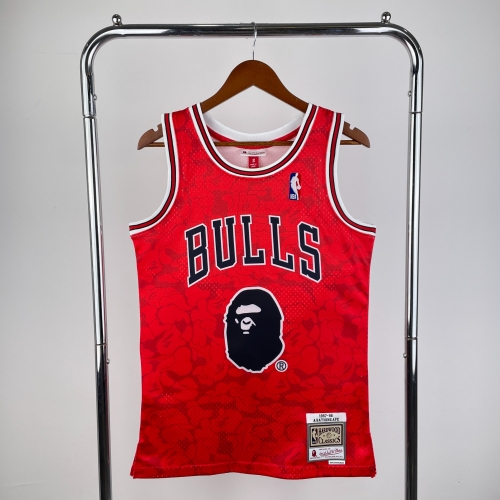 BAPE×M&N Jonited Version Miami Heat NBA Red #93 Jersey-311