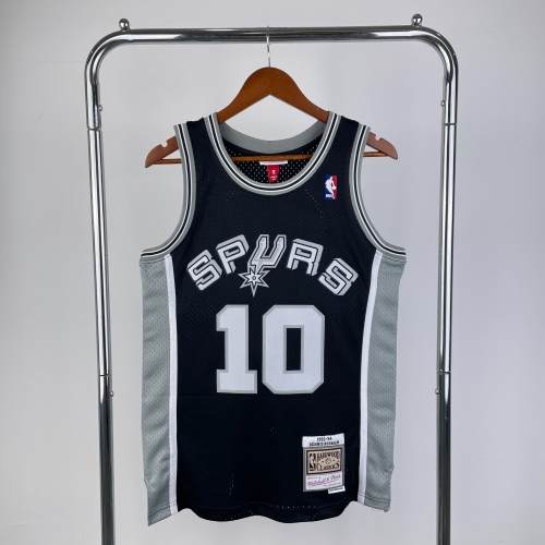 MN Hot Press Retro Version SW 1993-94 NBA San Antonio Spurs Black #10 Jersey-311