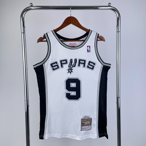 MN Hot Press Retro Version SW 2002-2003 NBA San Antonio Spurs White #9 Jersey-311