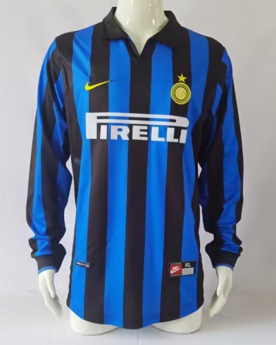 98 Retro Version Inter Milan Home Blue & Black LS Thailand Soccer Jersey AAA-601/811