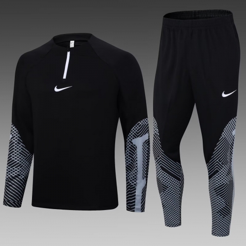 Nike #2330 Black Soccer Tracksuit Uniform-411