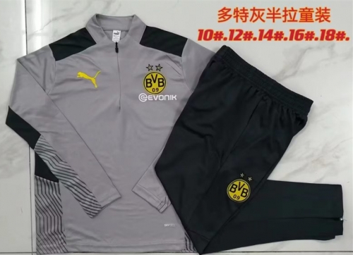 2022/23 Borussia Dortmund Gray Kids/Youth Soccer Tracksuit Uniform-815