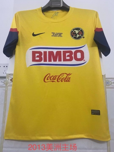 2013 Club América Home Yellow Thailand Soccer Jersey AAA-2041