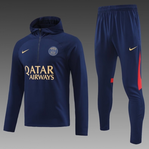2023/24 Paris SG Royal Blue Thailand Soccer Tracksuit Uniform With Hat-PO