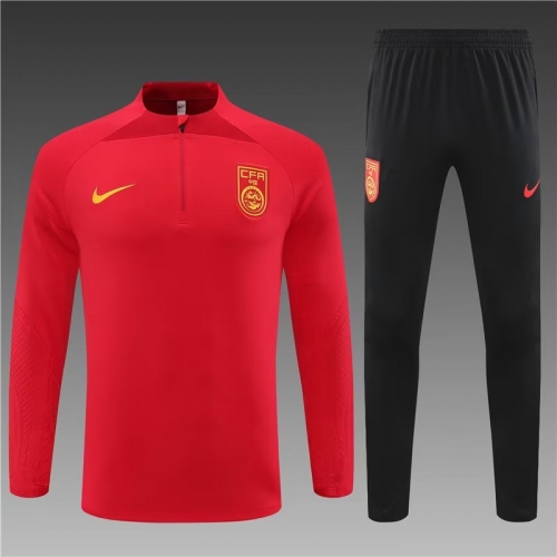 2023/24 China PR Red Thailand Soccer Tracksuit Uniform-801