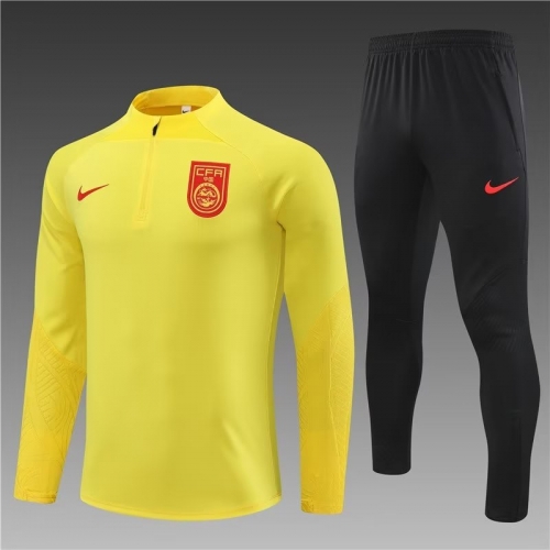 2023/24 China PR Yellow Thailand Soccer Tracksuit Uniform-801