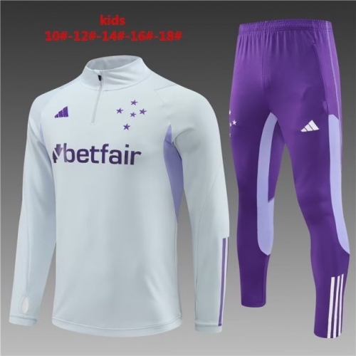 Kids/Youth 2023/24 Cruzeiro EC Gray Thailand Soccer Tracksuit Uniform-801