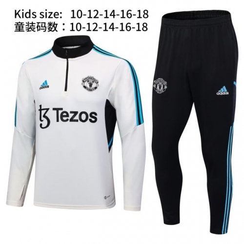 Kids 2023/24 Manchester United White Kids/Youth Thailand Tracksuit Uniform-411/815