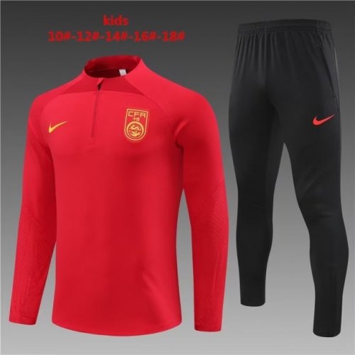 Kids/Youth 2023/24 China PR Red Thailand Soccer Tracksuit Uniform-801