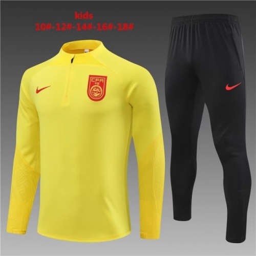 2023/24 Kids/Youth China PR Yellow Thailand Soccer Tracksuit Uniform-801