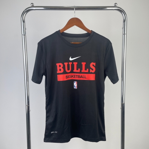 Quick-Dry 2023 Season NBA Chicago Bull Black T-Shirts-311