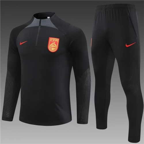 2023/24 China PR Black Thailand Soccer Tracksuit Uniform-801