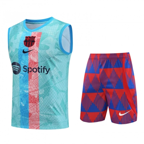 2023/24 Barcelona Light Blue Thailand Soccer Training Vest Uniform-418