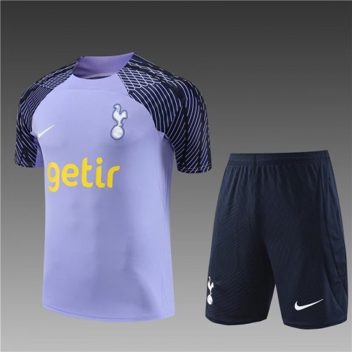 2023/24 Tottenham Hotspur Purple Shorts-sleeve Thailand Soccer Tracksuit Uniform-801