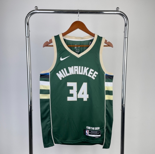 2023 Season NBA Milwaukee Bucks Green #34 Jersey-311