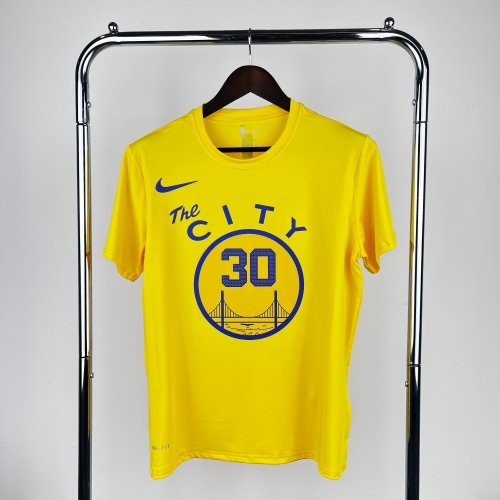 Quick-Dry 2023 Season NBA Golden State Warriors Yellow #30 T-Shirts-311