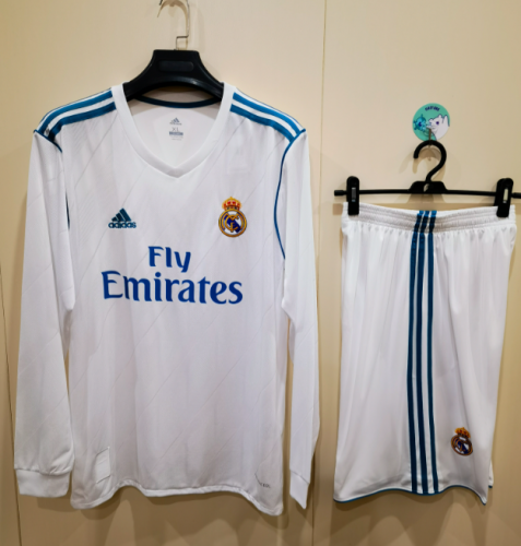 16-17 Retro Version Real Madrid Home White LS Soccer Uniform-TJ