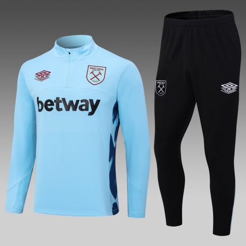2023/24 West Ham United Light Blue Thailand Soccer Tracksuit Uniform-411