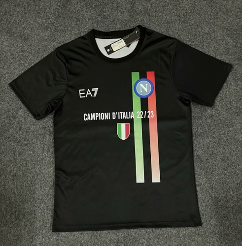 Without name and number 2023/24 Napoli Black Cotton T-Shirts-07