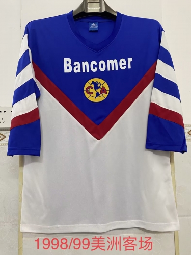 1988-89 Club América Away Blue & White Thailand Soccer Jersey AAA-2041