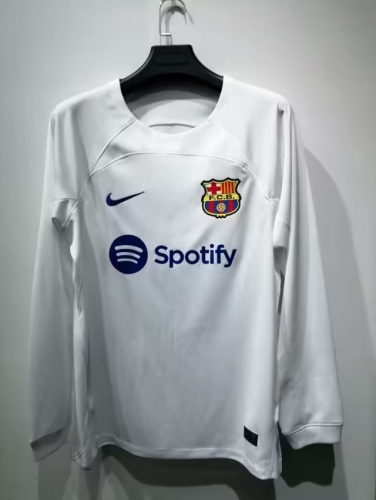 2023/24 Barcelona Away White Thailand LS Soccer Jersey AAA-410