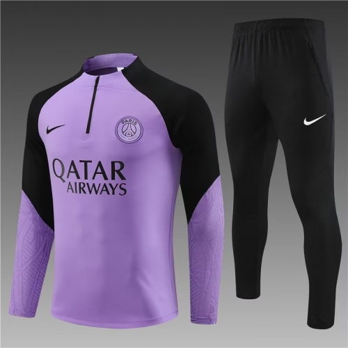 2023/24 Paris SG Purple Thailand Soccer Tracksuit Uniform-801