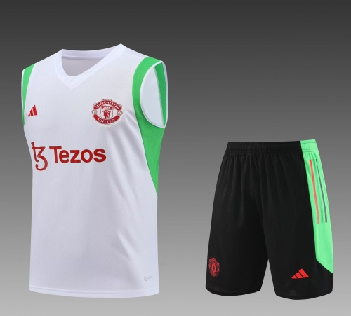 2023/24 Manchester United White Thailand Tracksuit Vest Uniform-PO