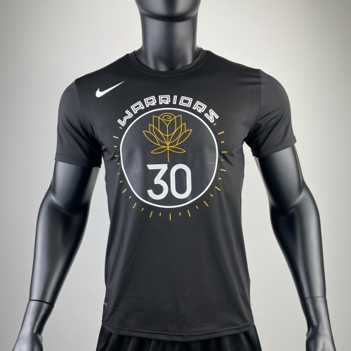 Quick-Dry 2023 Season NBA Golden State Warriors Black #30 T-Shirts-311