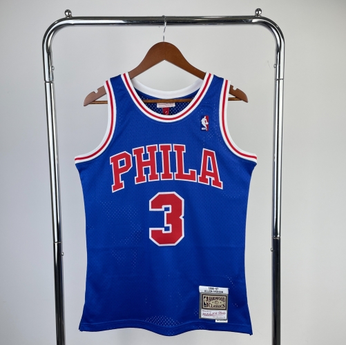 MN Hot Press Retro 1996-97 NBA Philadelphia 76ers Blue #3 Jersey-311